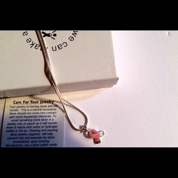 Support Breast Cancer Research- 17 inch chain tiny Breast Cancer 1/2" charm - Picture 6 of 8